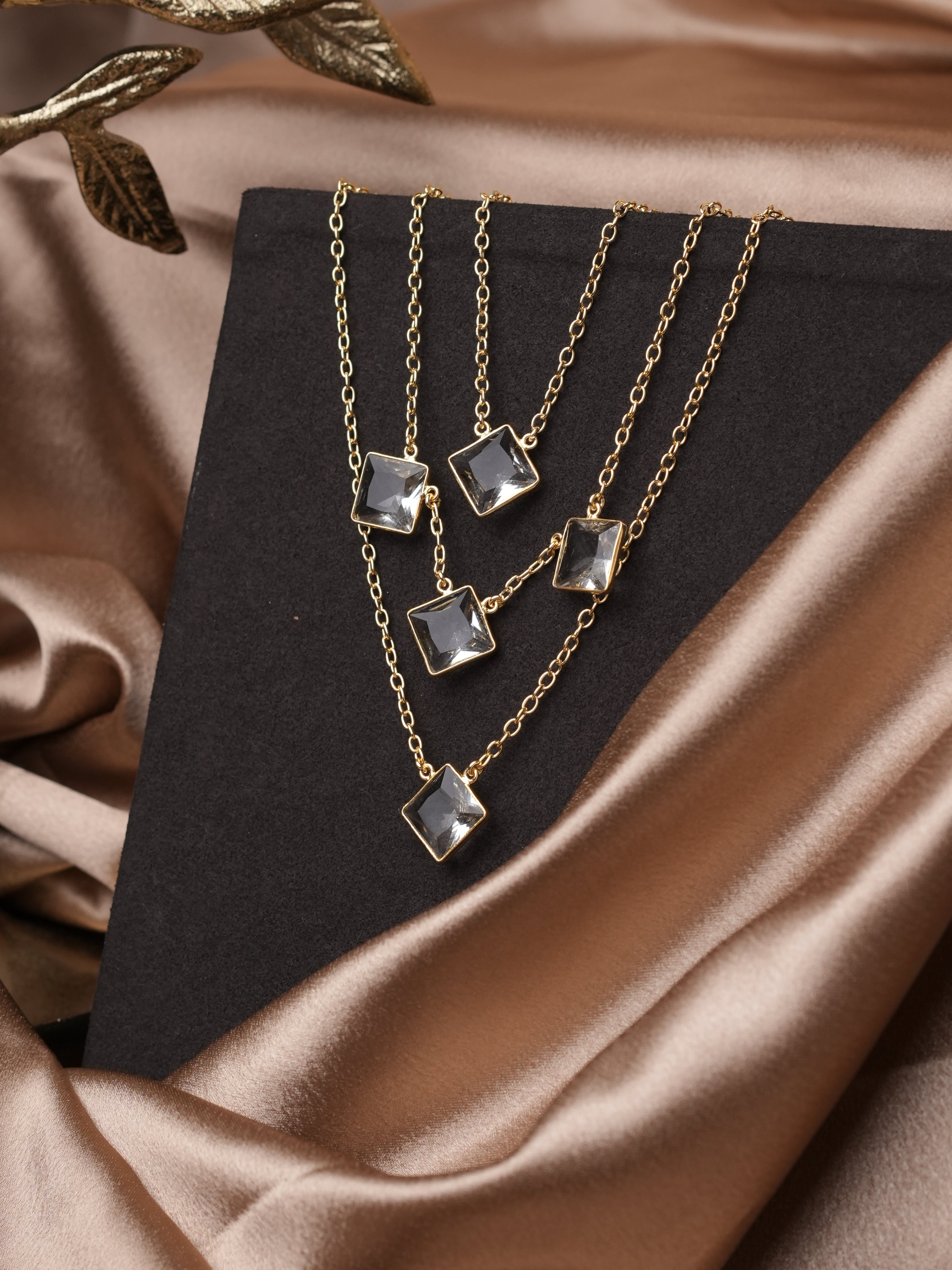 Quintet stone 3 layer necklace