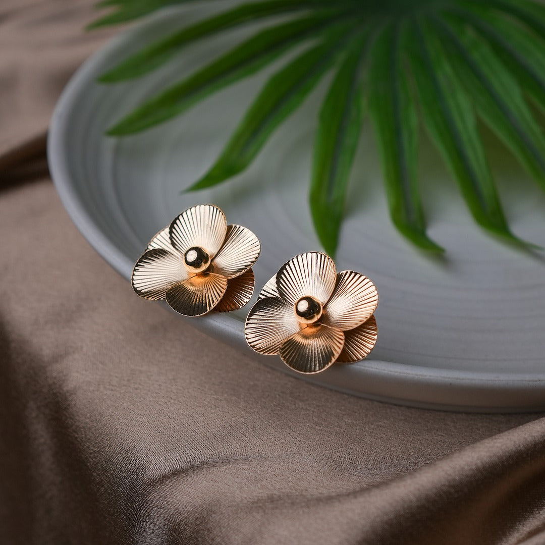 FLORAL GOLD STATEMENT EARRINGS