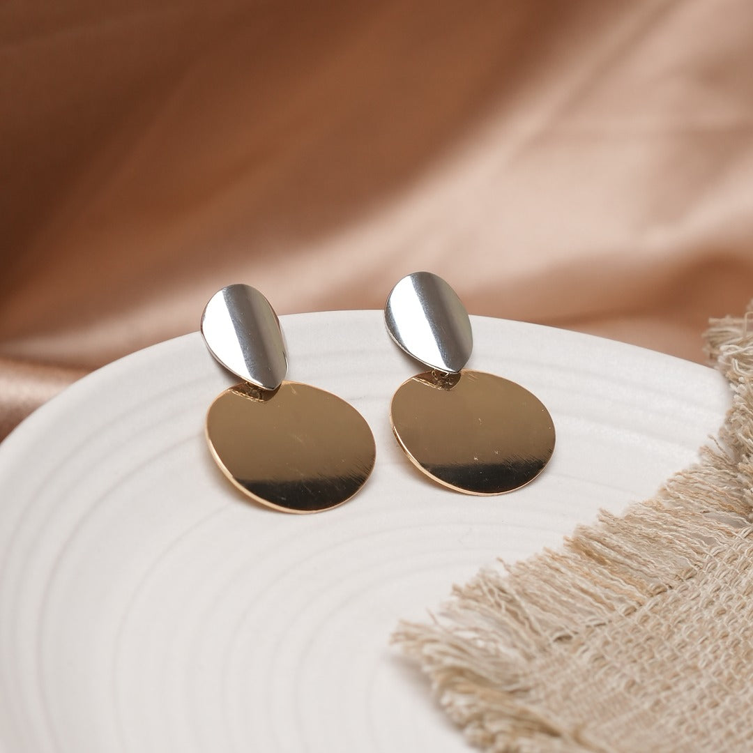 DUAL TONE DISC EARRINGS