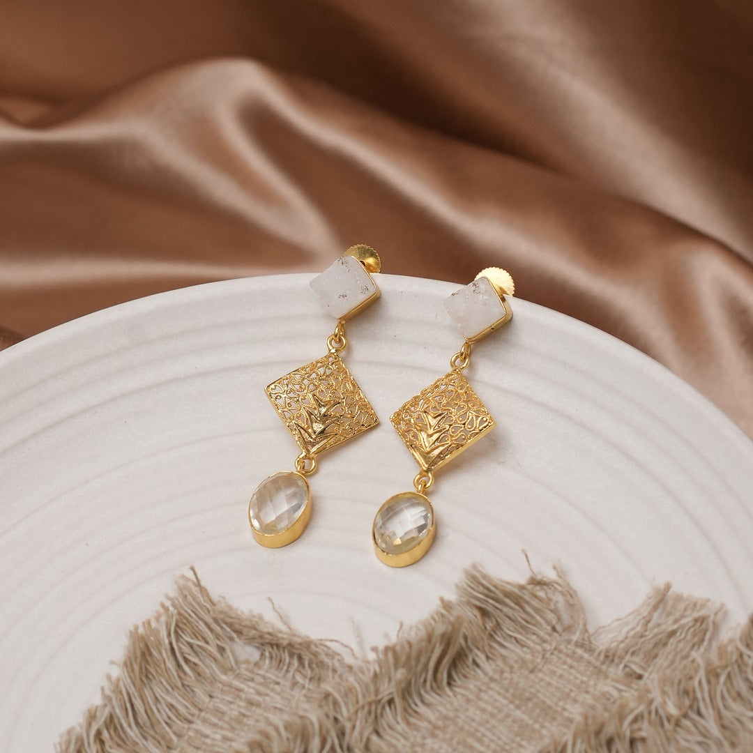 HELENA RAW STONE DROP EARRINGS