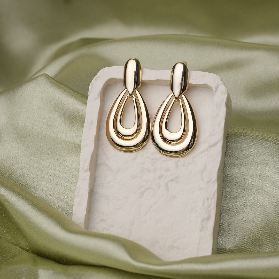 2 LAYER OVAL DROP EARRINGS