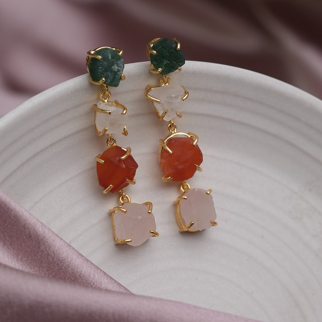 MULTICOLOR ROUGH STONE EARRINGS