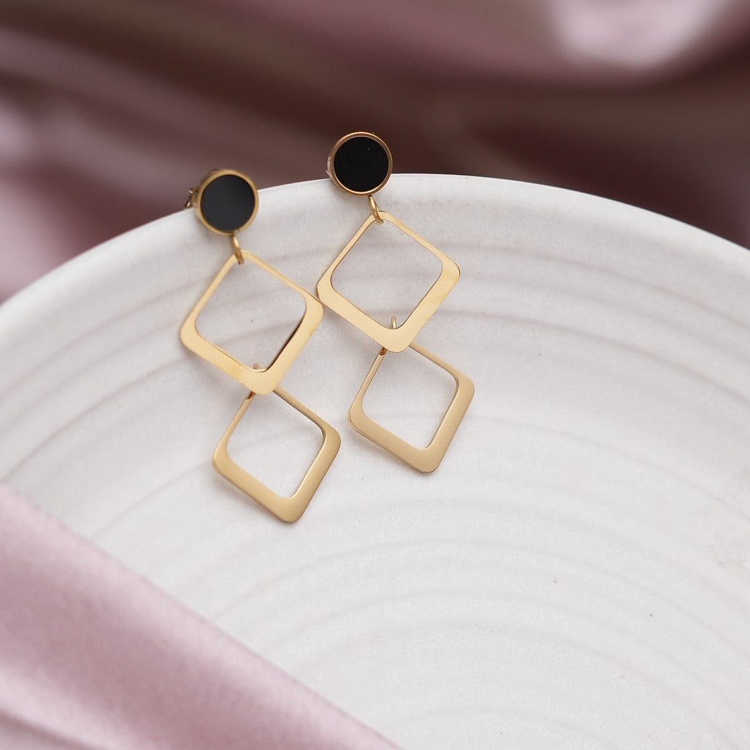 DUAL SQUARE DROP EARRINGS