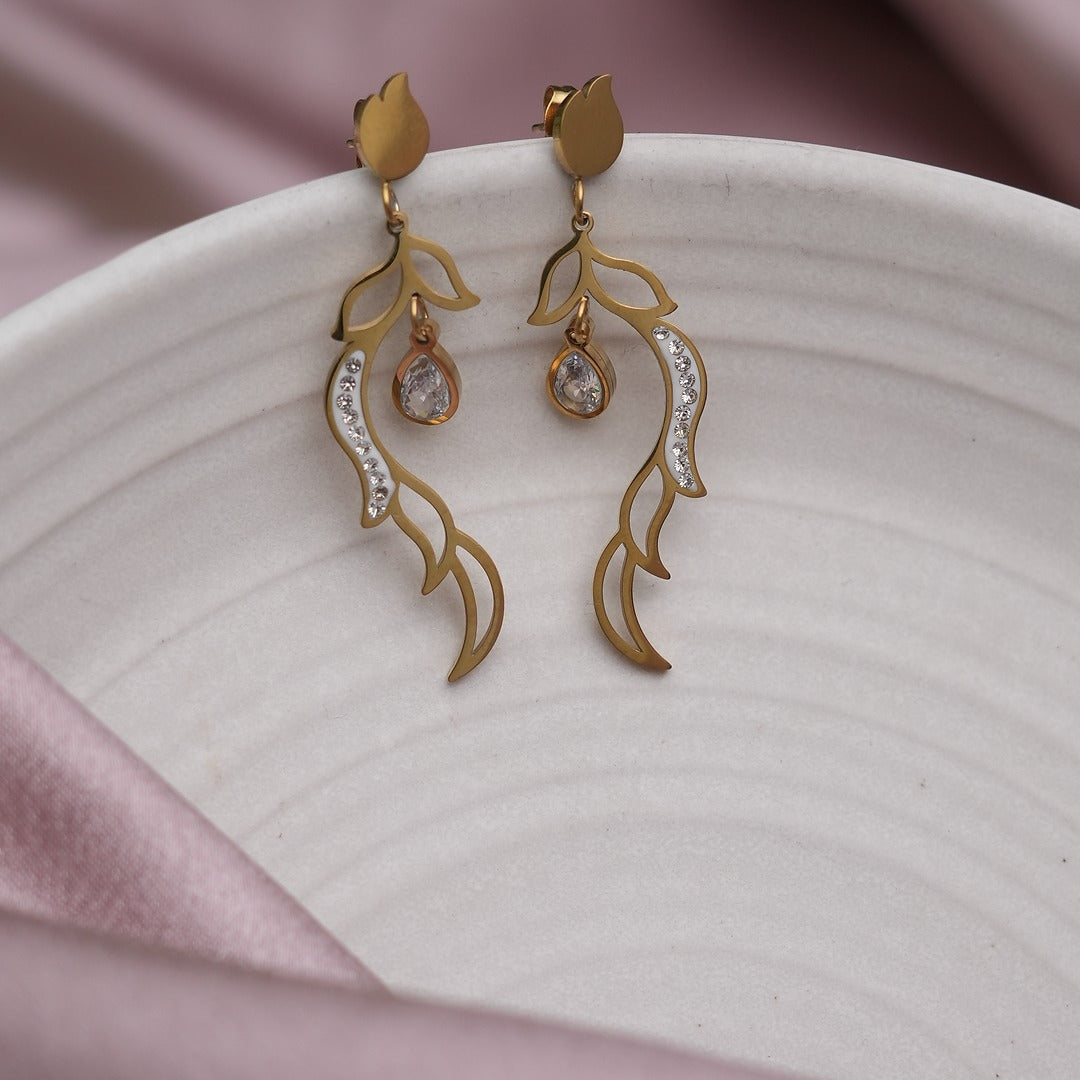 GOLDEN PEACOCK EARRINGS