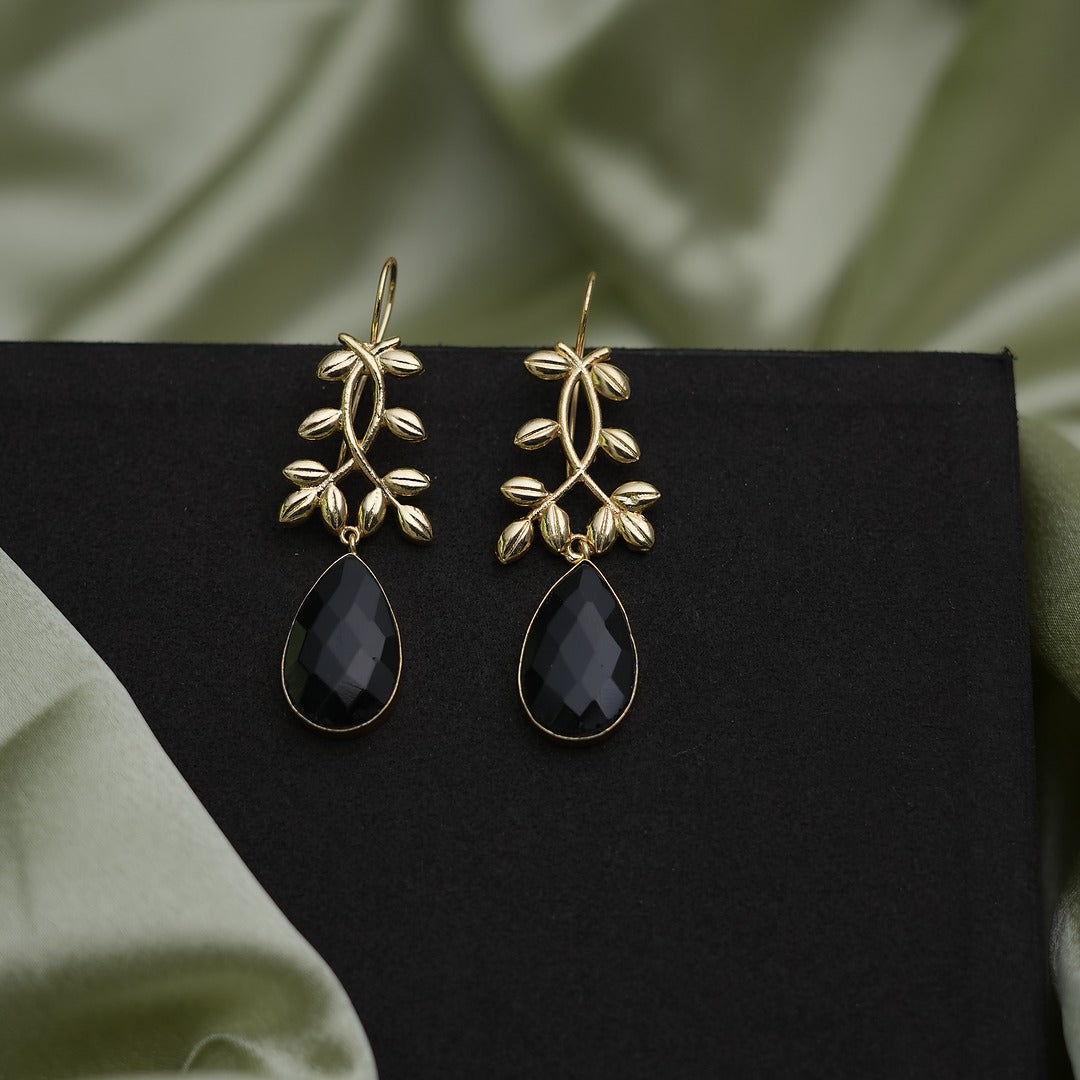 DAHLIA BLACK STONE EARRINGS