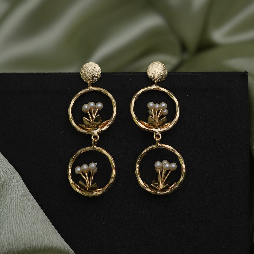2 LAYER FLORAL RING EARRINGS