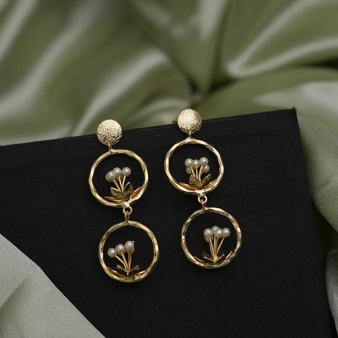 2 LAYER FLORAL RING EARRINGS