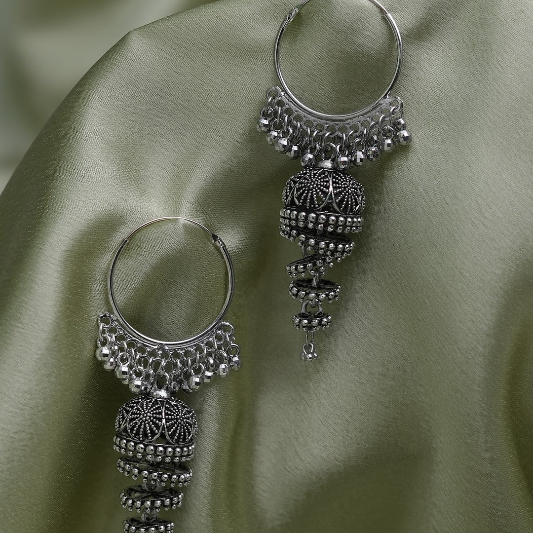 HOOP OXIDIZED JHUMKAS