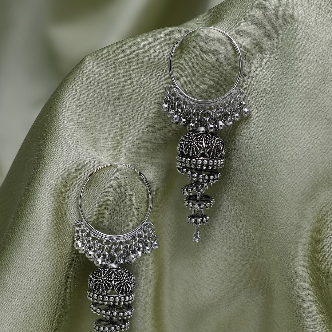 HOOP OXIDIZED JHUMKAS
