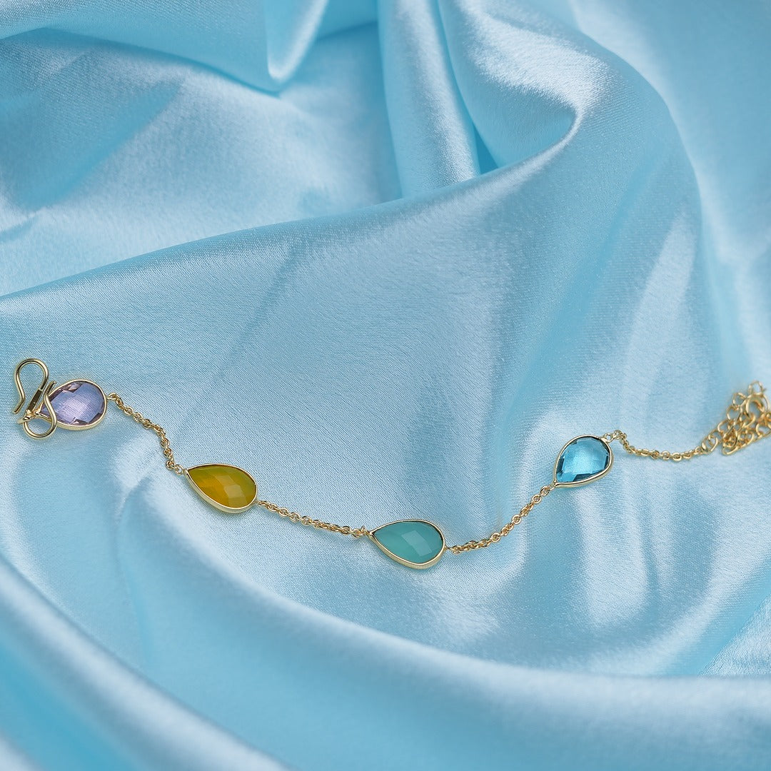 MULTICOLOR TEARDROP STONE BRACELET
