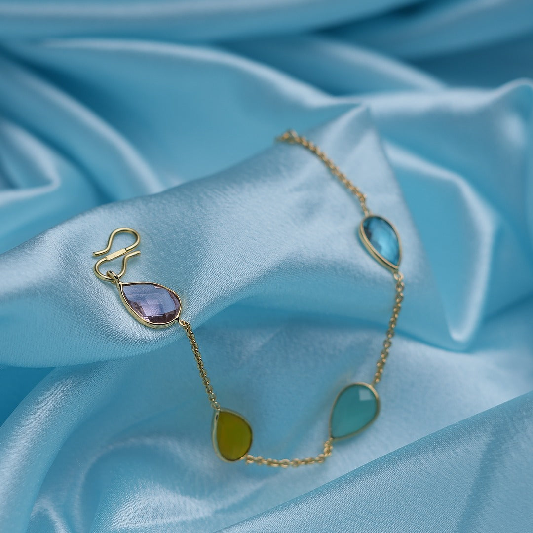 MULTICOLOR TEARDROP STONE BRACELET