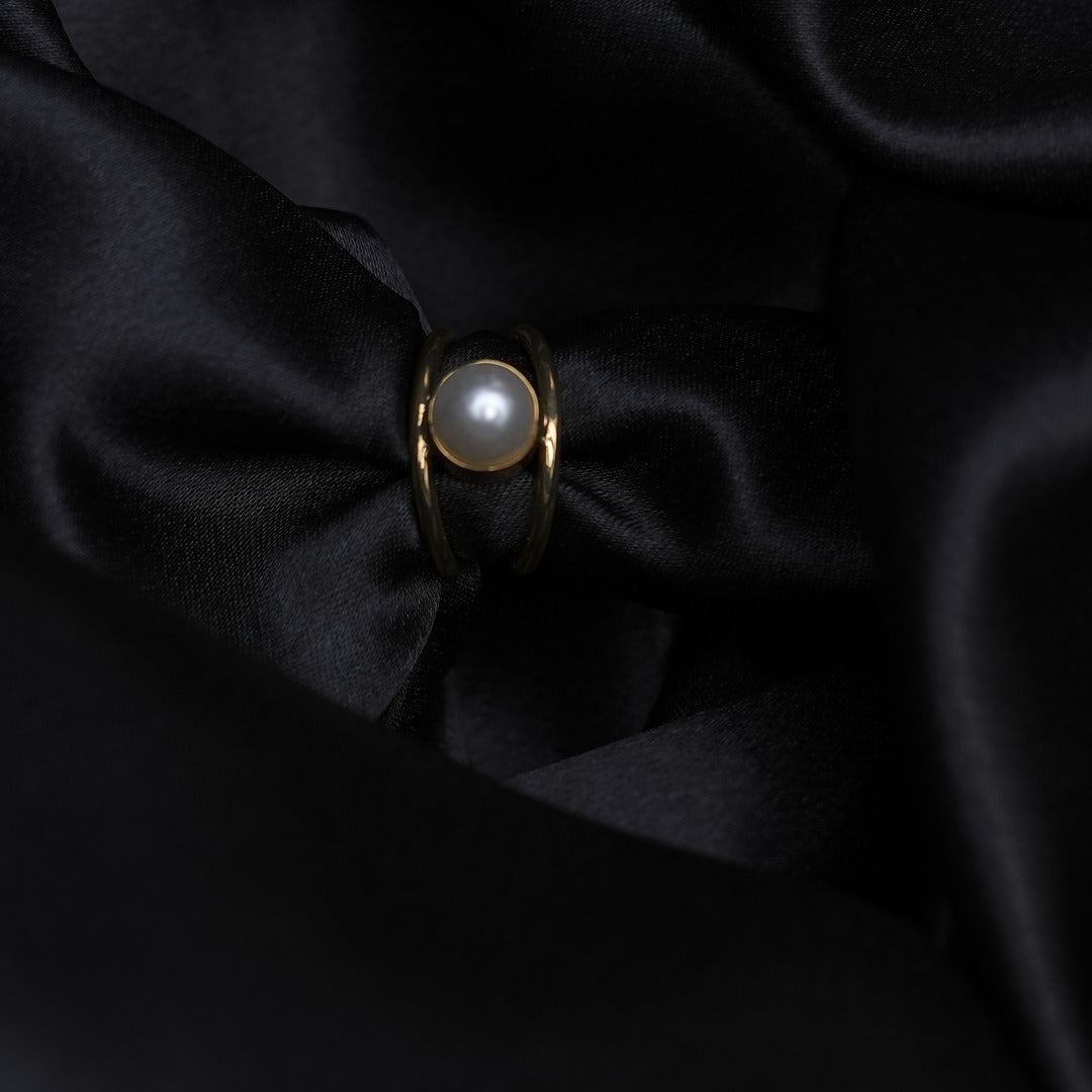 DOUBLE DECKER PEARL RING