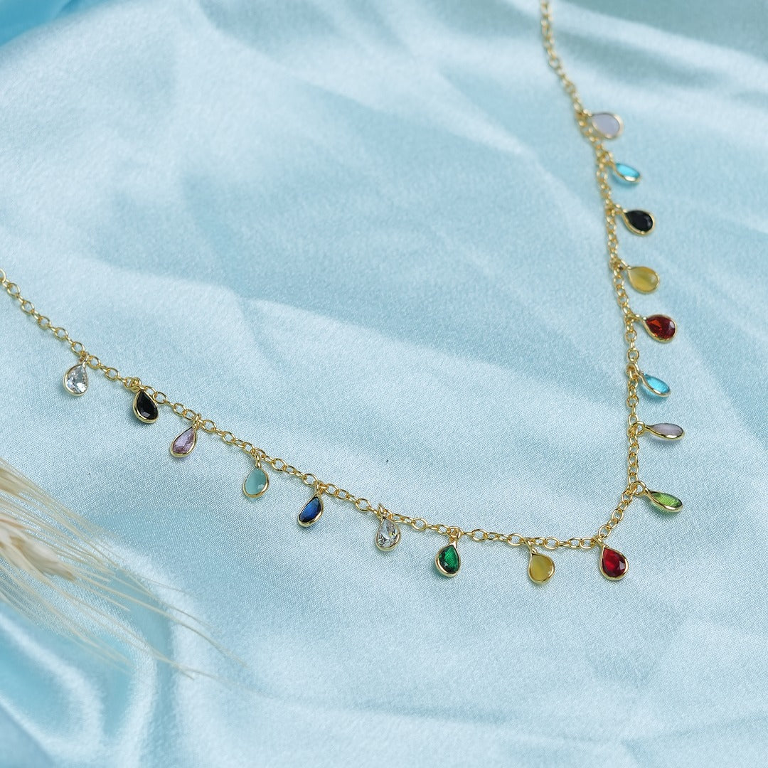 MULTICOLOR DROP CHAIN NECKLACE