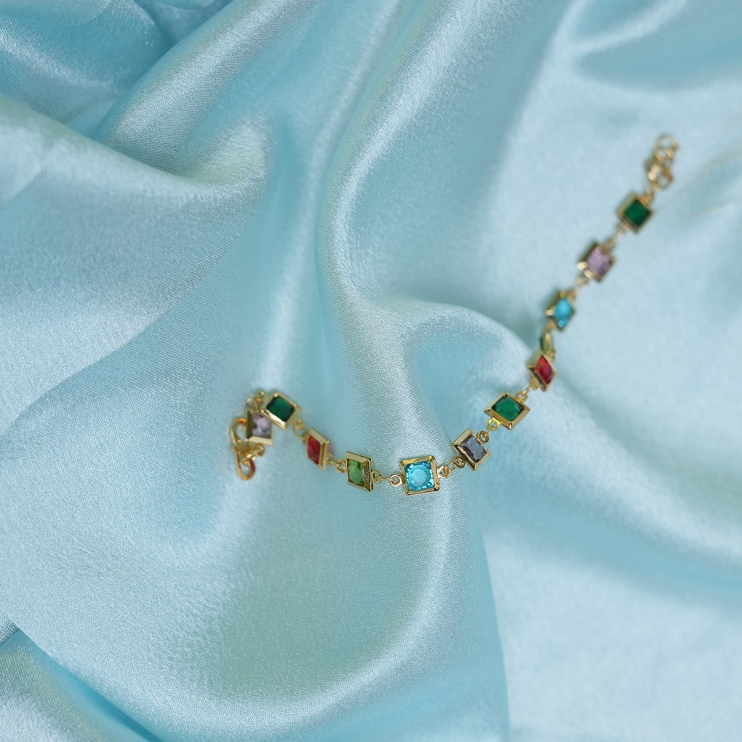 MULTICOLOR SQUARE LINK BRACELET