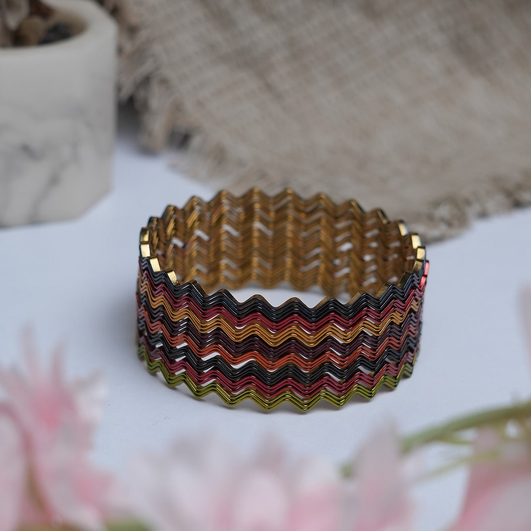 RAINBOW ZIGZAG BANGLE SET