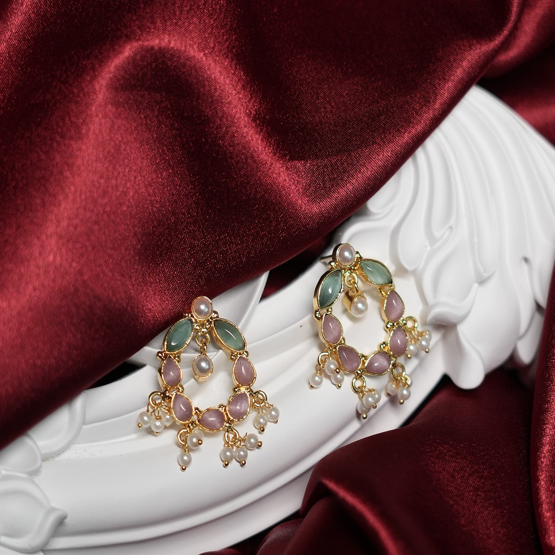 14 CAB STONE WITH PEARL FILL STUDS