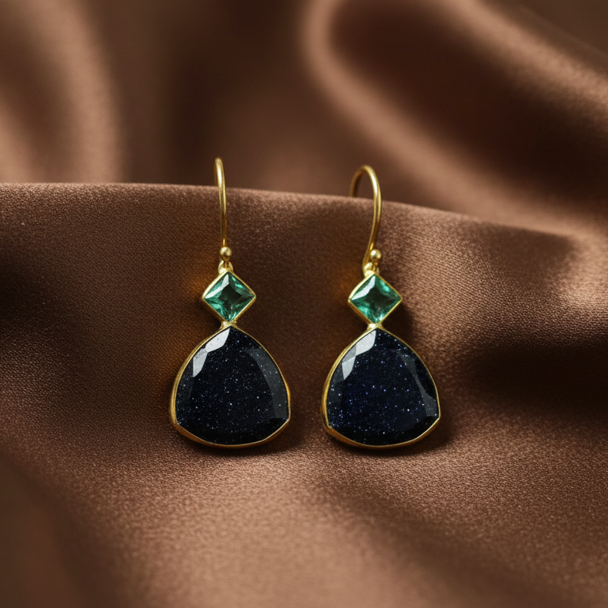 MULTICOLOR DUAL STONE EARRINGS