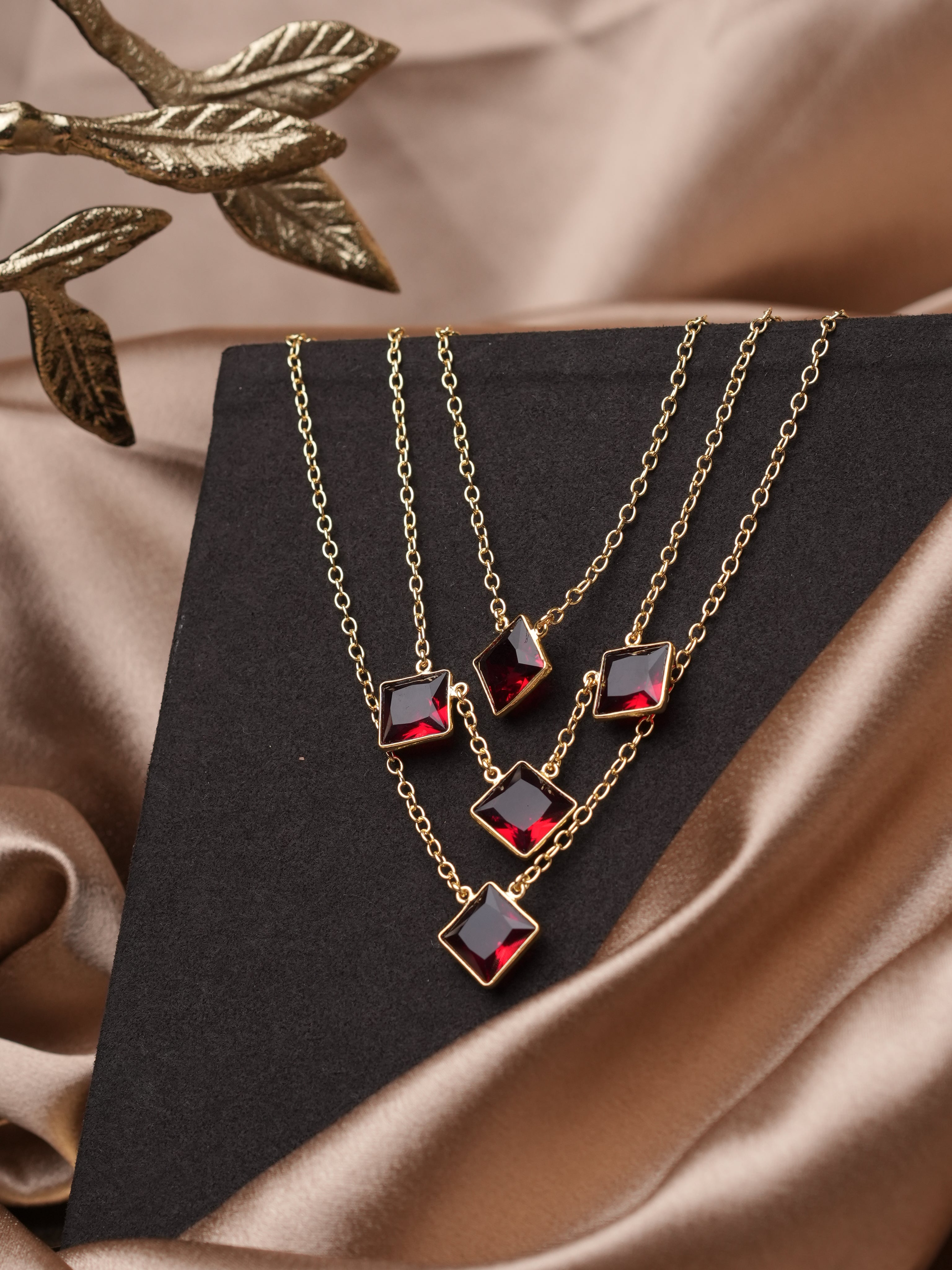 Quintet stone 3 layer necklace