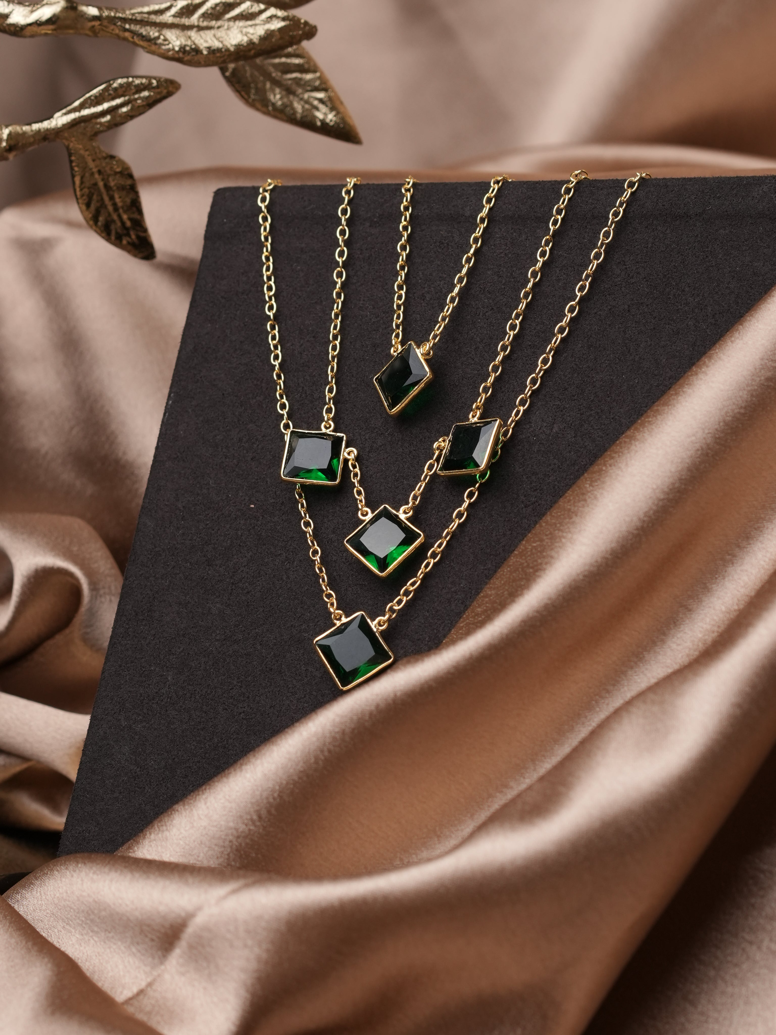 Quintet stone 3 layer necklace