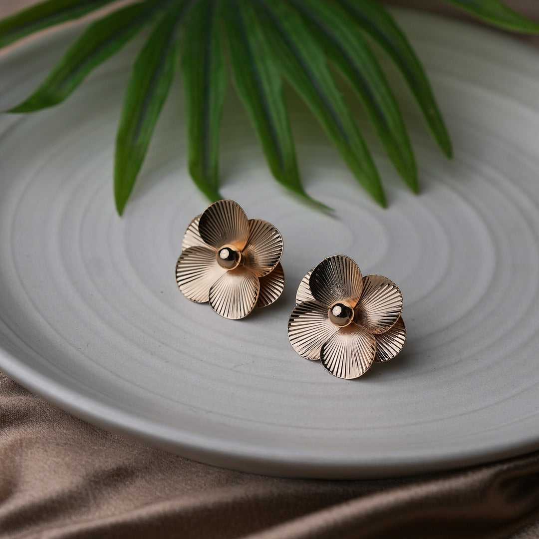 FLORAL GOLD STATEMENT EARRINGS