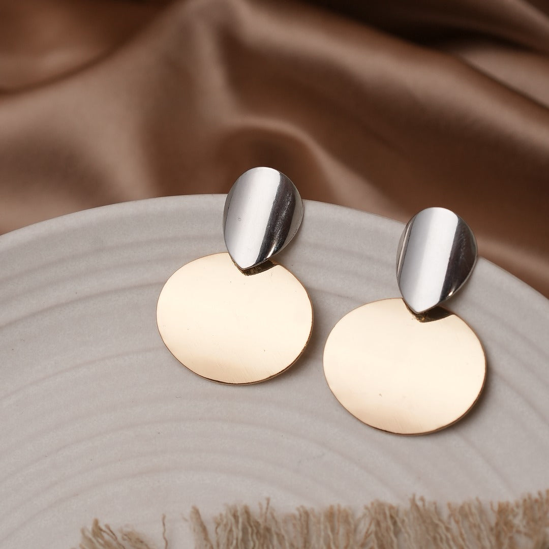 DUAL TONE DISC EARRINGS