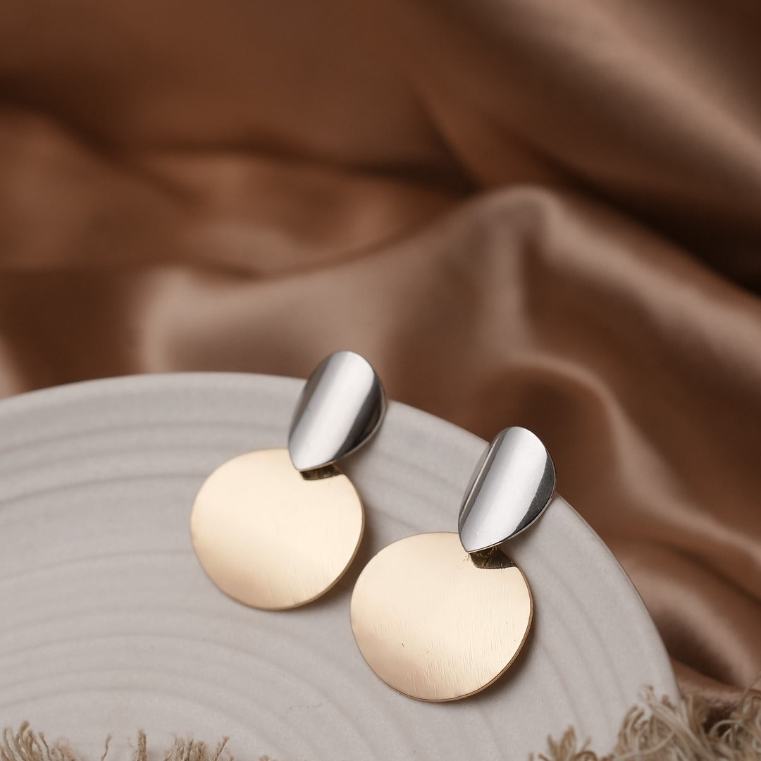 DUAL TONE DISC EARRINGS