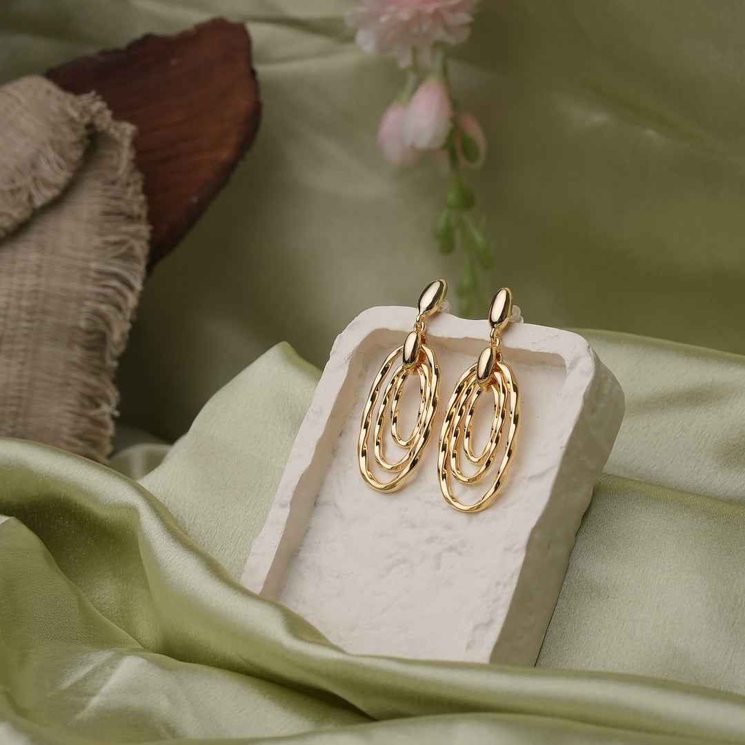 3 GROOVY OVAL DROP EARRINGS