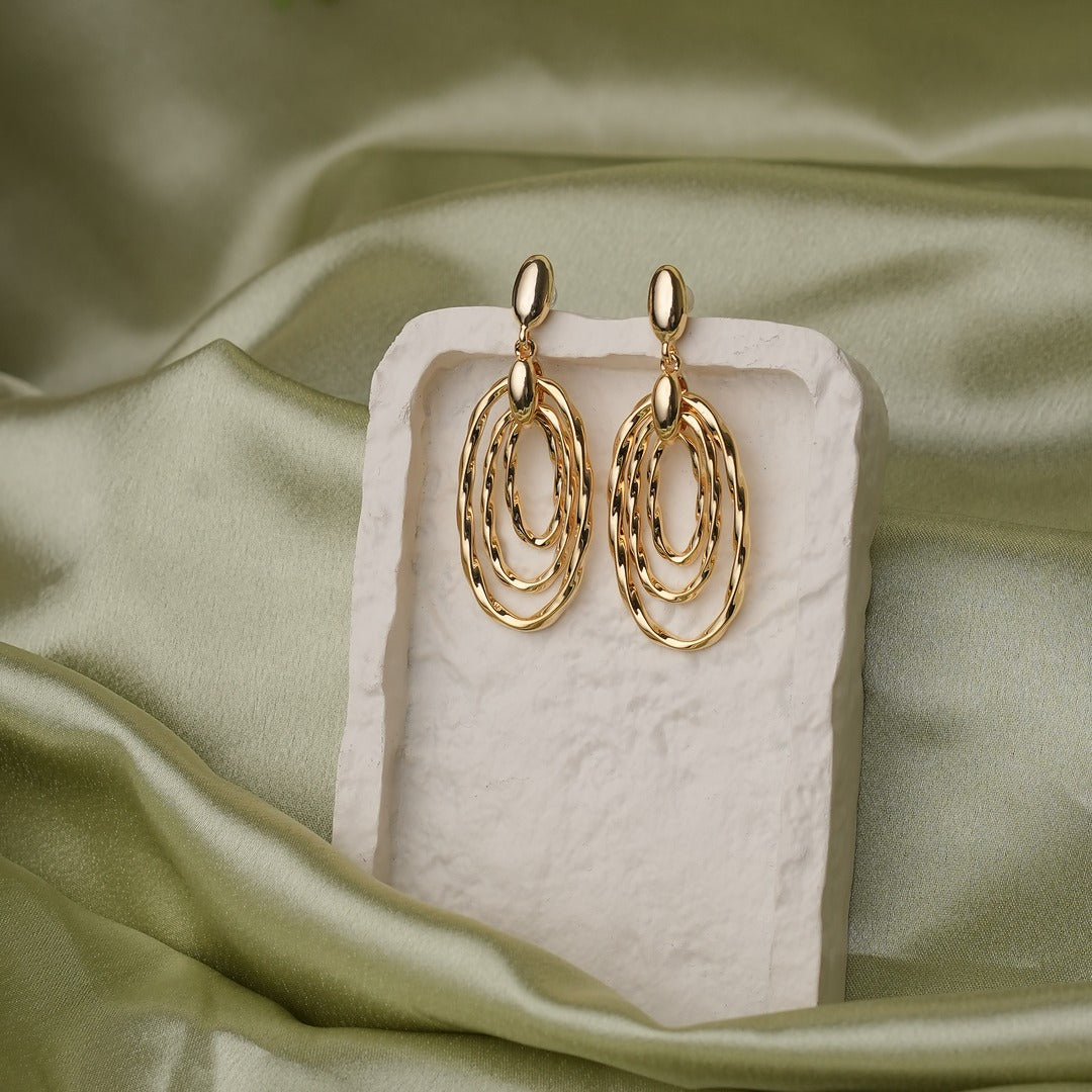 3 GROOVY OVAL DROP EARRINGS