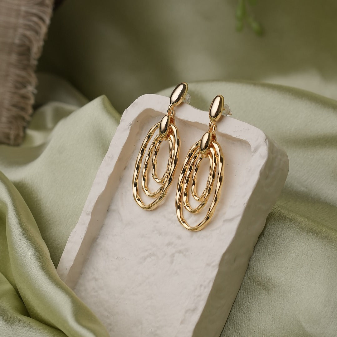 3 GROOVY OVAL DROP EARRINGS