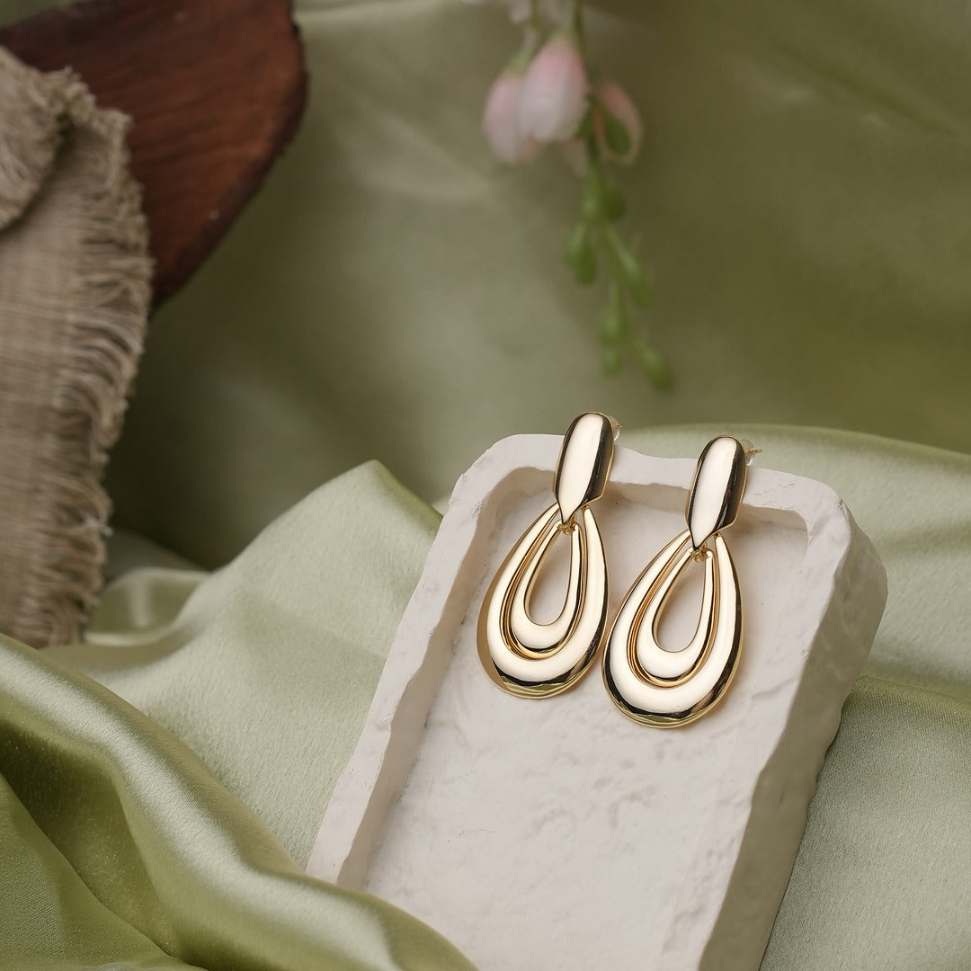 2 LAYER OVAL DROP EARRINGS