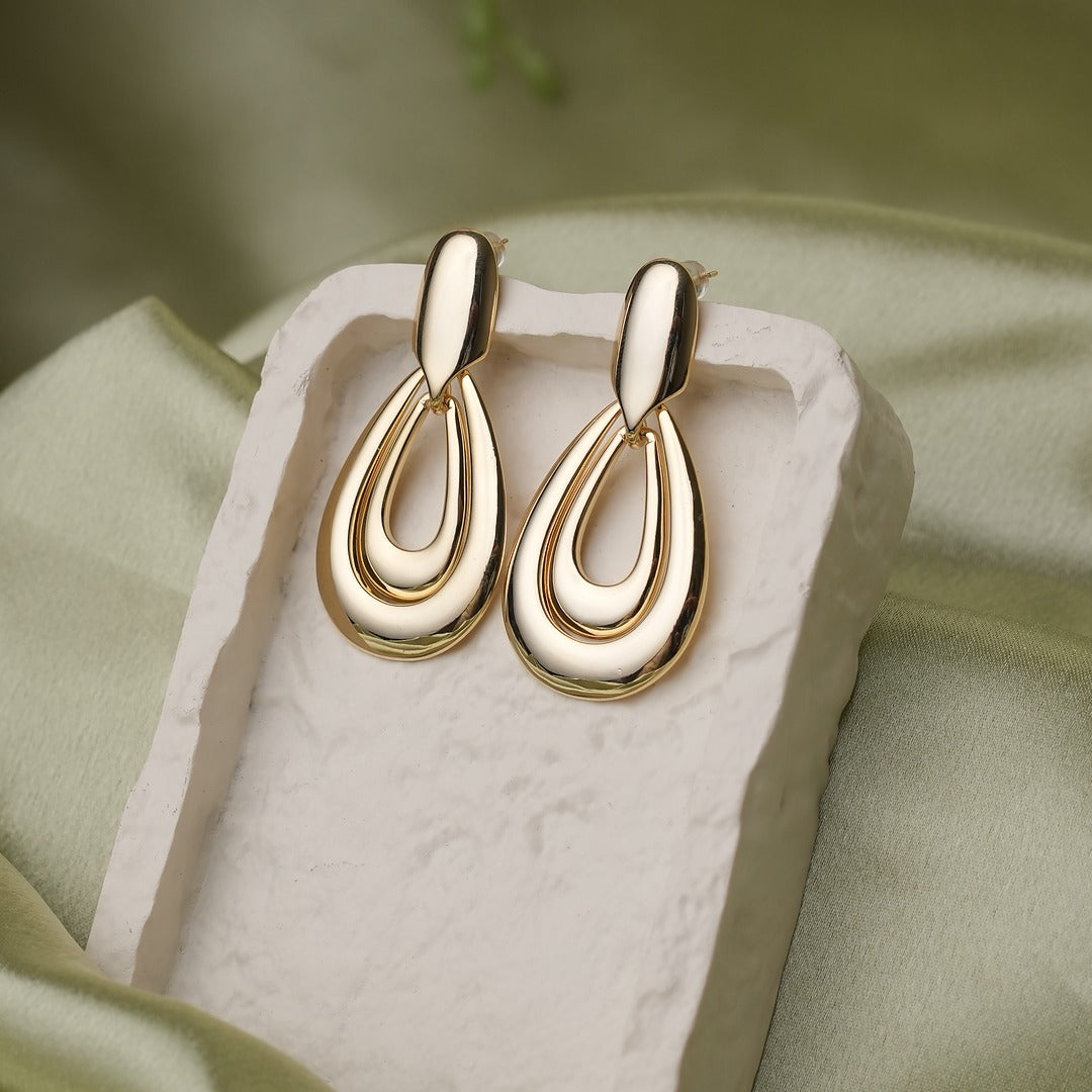 2 LAYER OVAL DROP EARRINGS