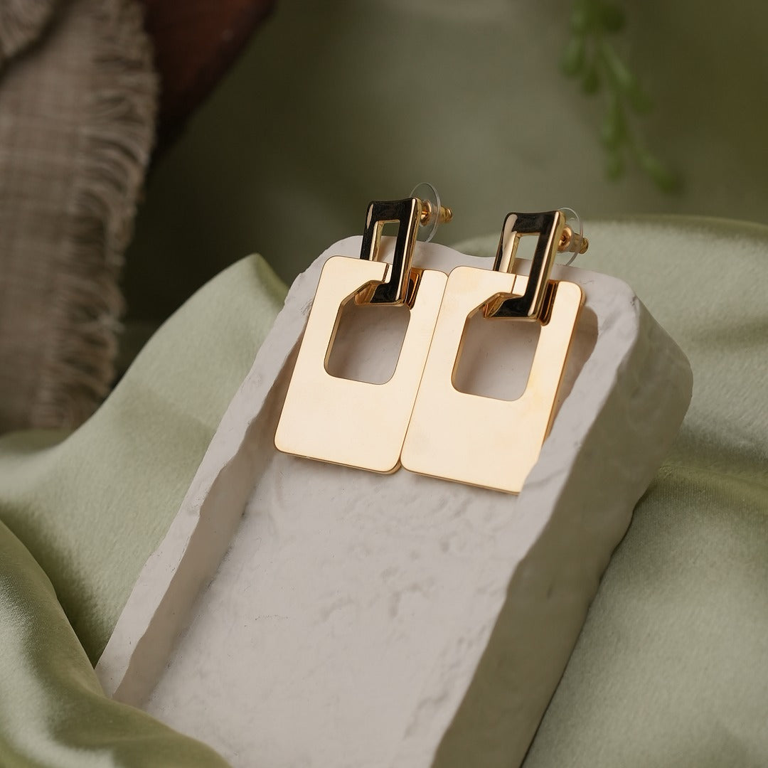 DOUBLE SQUARE DROP EARRINGS