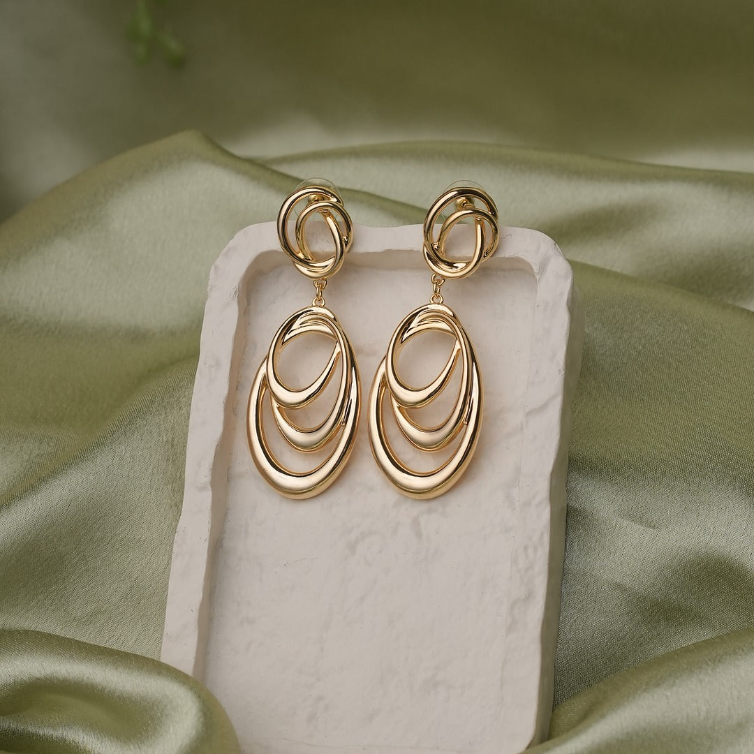 TRIPLE OVAL DROP EARRINGS