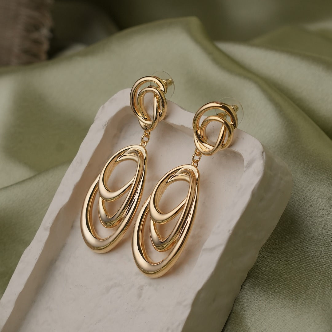 TRIPLE OVAL DROP EARRINGS