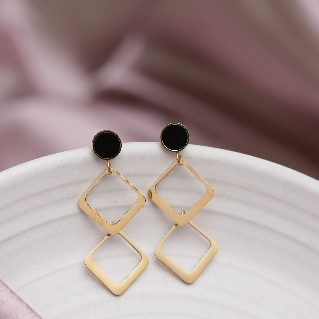 DUAL SQUARE DROP EARRINGS