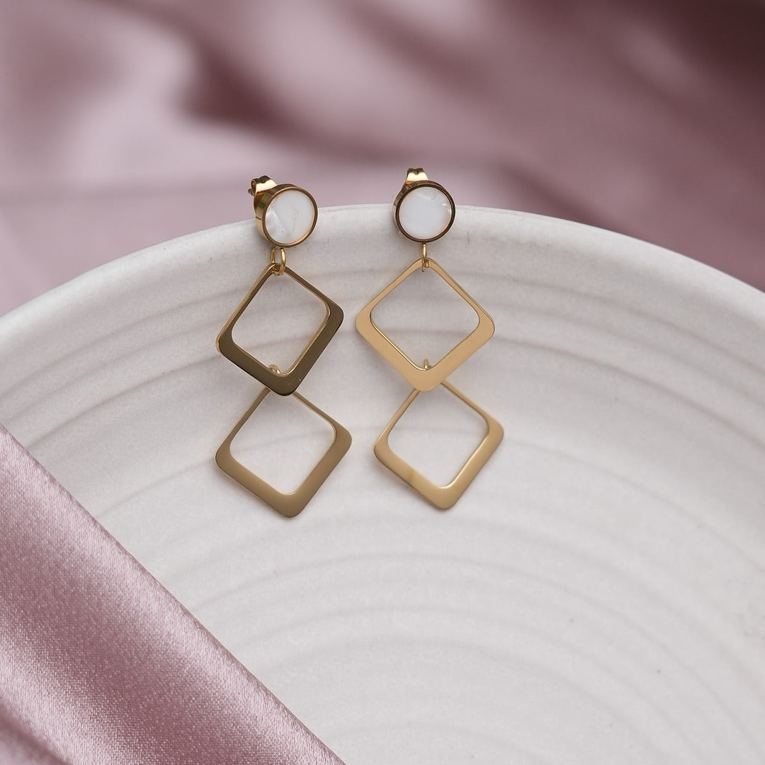 DUAL SQUARE DROP EARRINGS