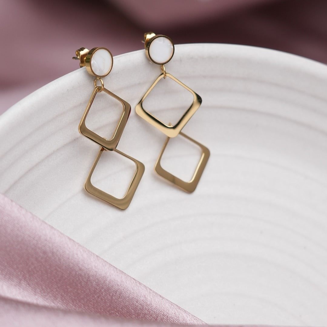DUAL SQUARE DROP EARRINGS