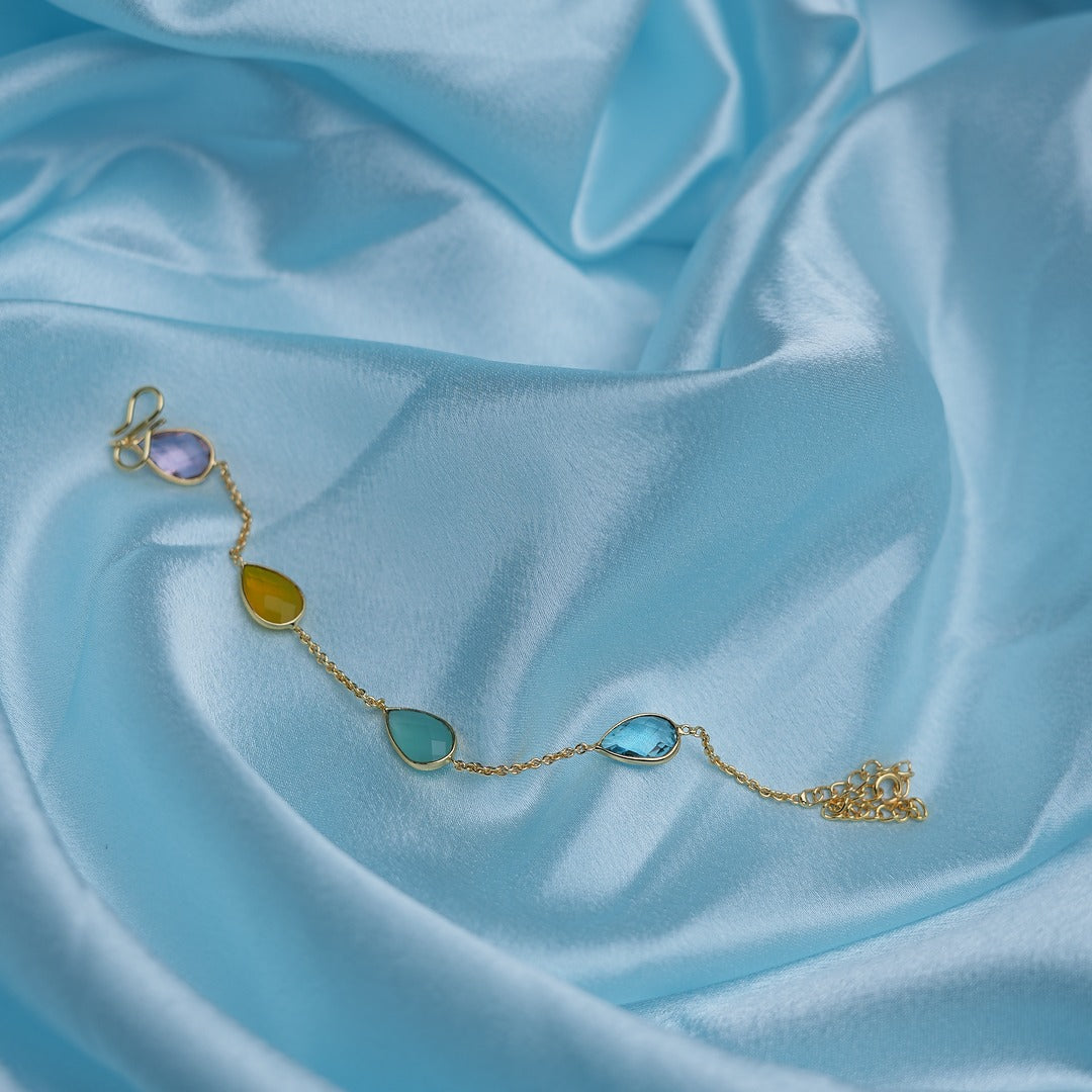 MULTICOLOR TEARDROP STONE BRACELET
