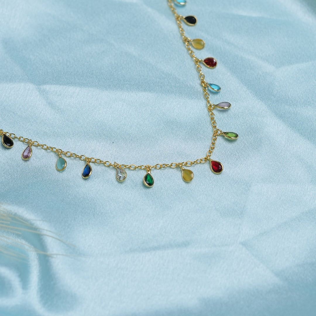 MULTICOLOR DROP CHAIN NECKLACE