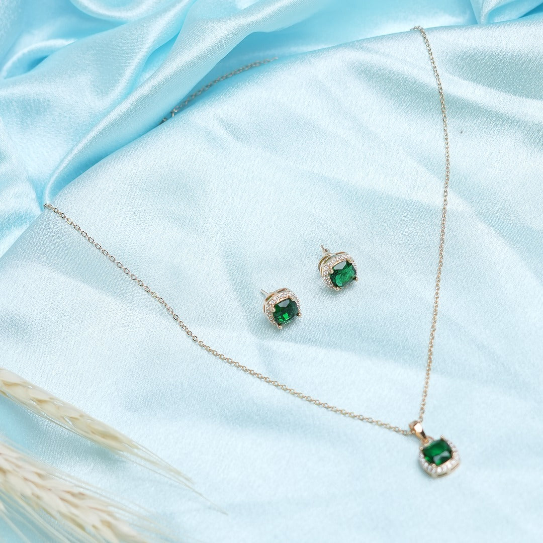 EMERALD GREEN AD NECKLACE SET