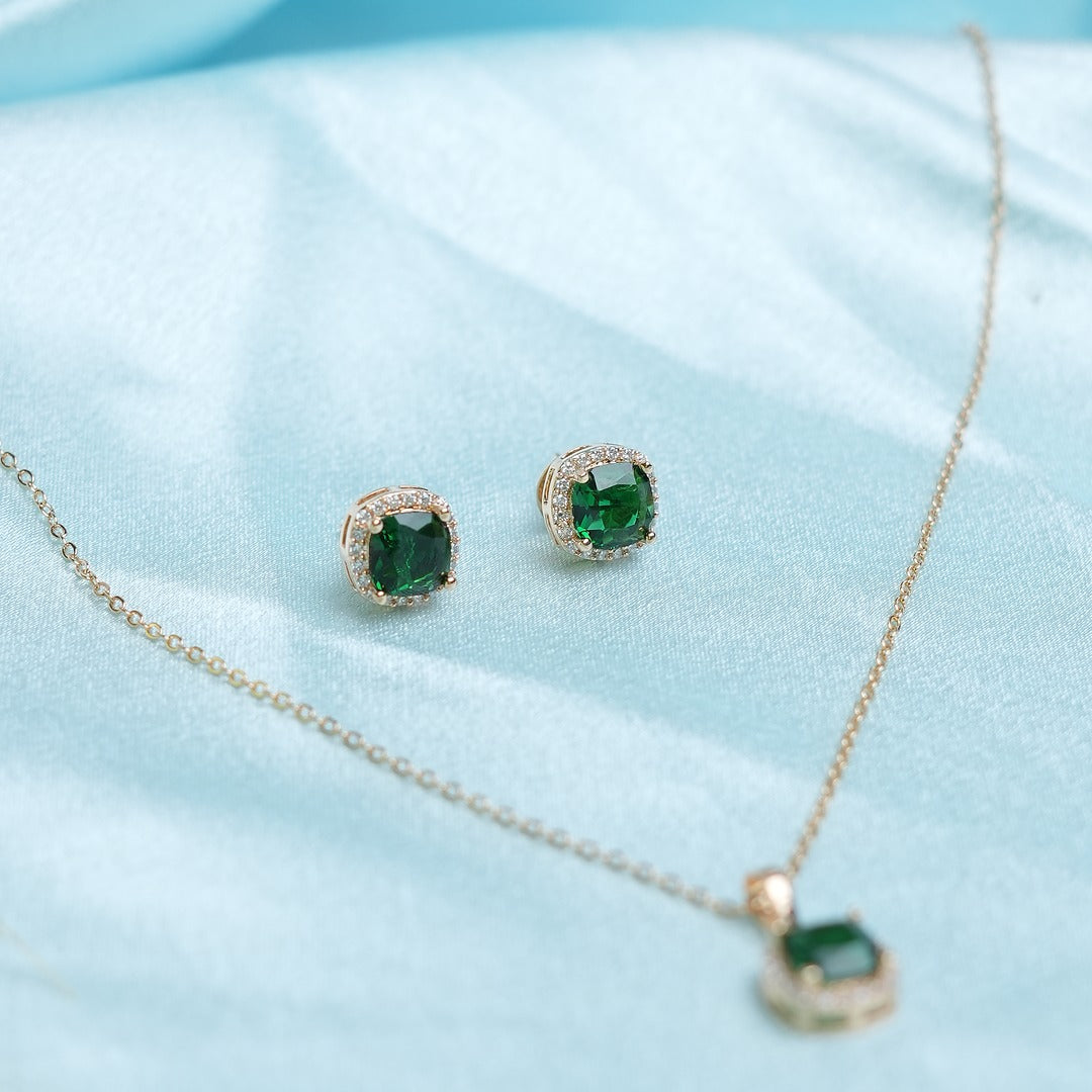 EMERALD GREEN AD NECKLACE SET