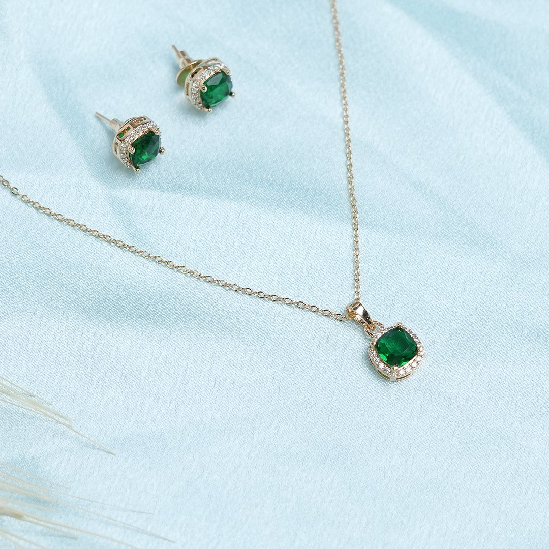 EMERALD GREEN AD NECKLACE SET