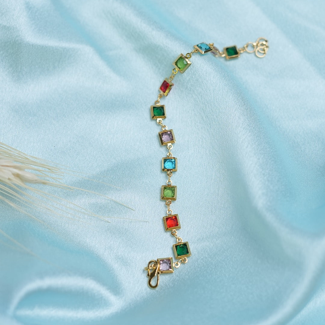 MULTICOLOR SQUARE LINK BRACELET