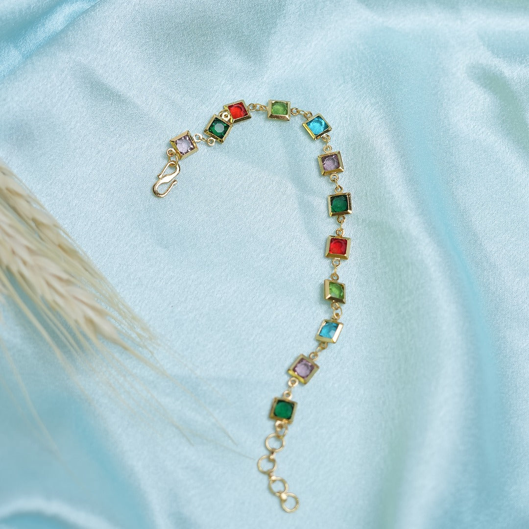 MULTICOLOR SQUARE LINK BRACELET