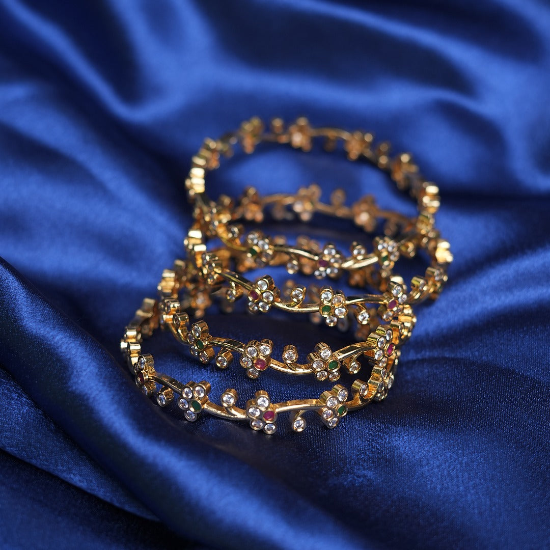 MULTICOLOR FLORAL STONE BANGLE