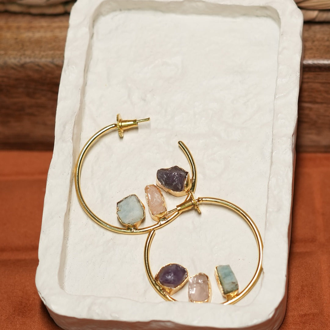 TRISTONE HOOP EARRINGS
