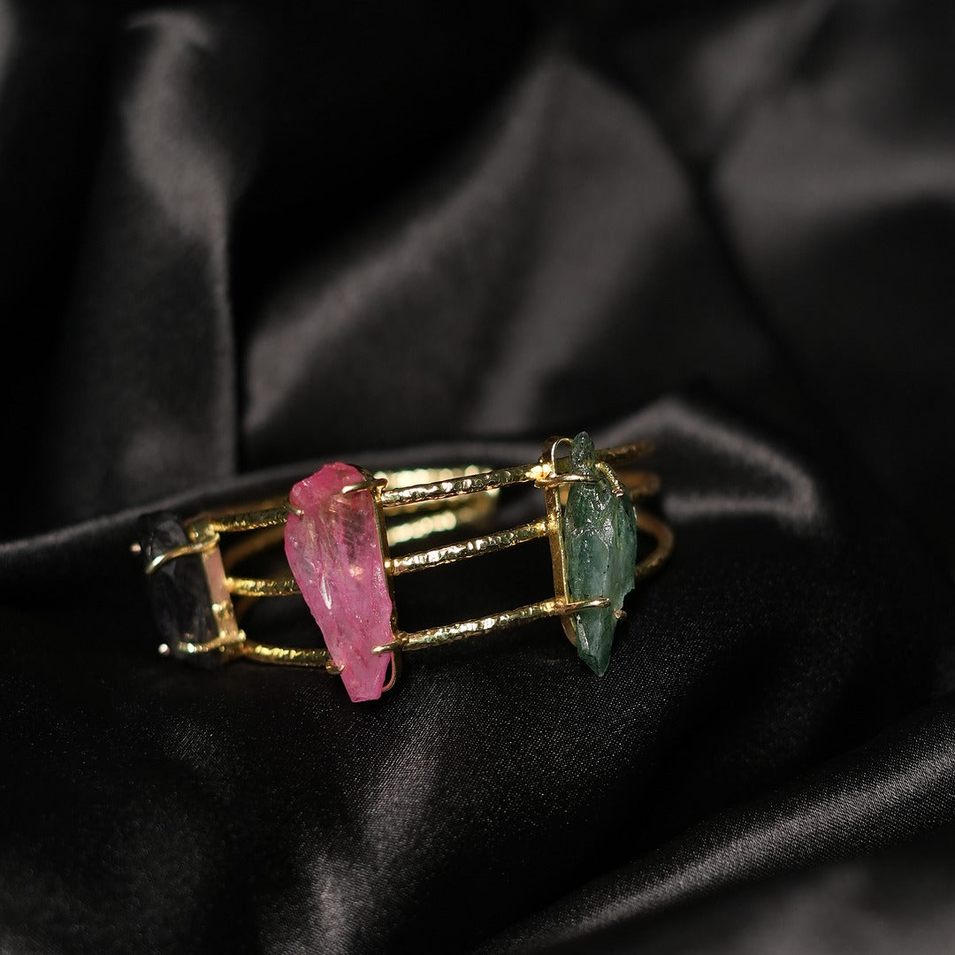 3 COLOUR CRYSTAL CLAW TYPE 3 WIRE BRACELET
