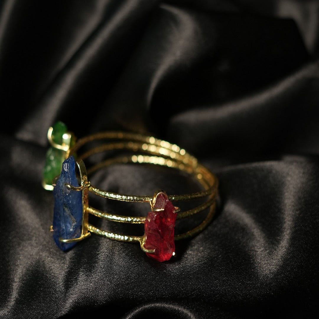 3 COLOUR CRYSTAL CLAW TYPE 3 WIRE BRACELET